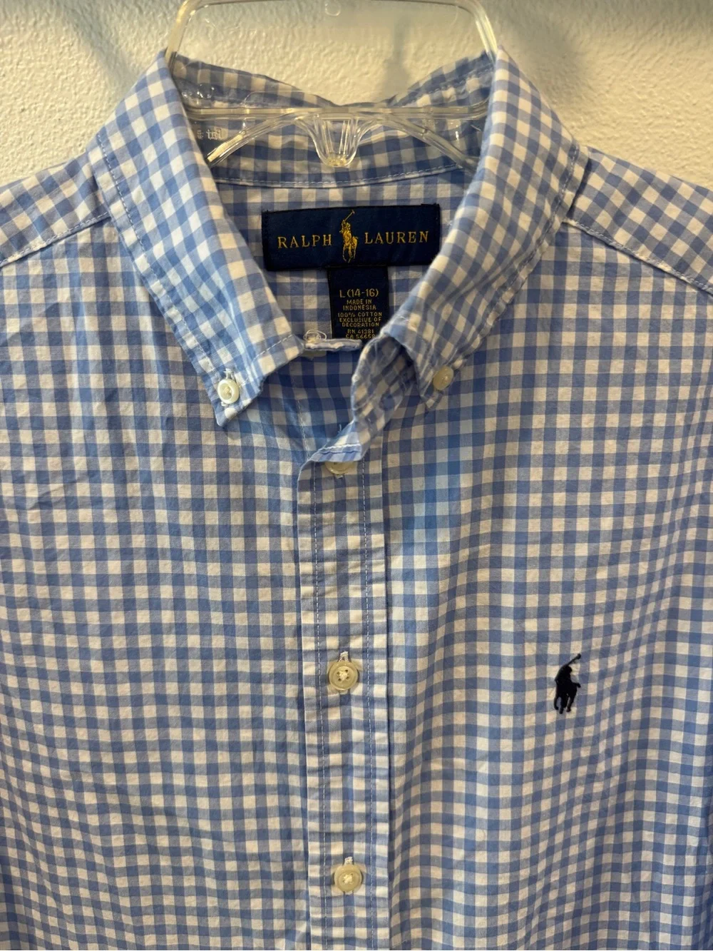 Ralph Lauren Youth Light Blue Gingham Button-Down Shirt